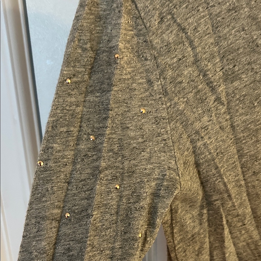 J.Crew Boatneck Gray 3/4 Sleeve Top with Sparkle Accents - Picture 4 of 4